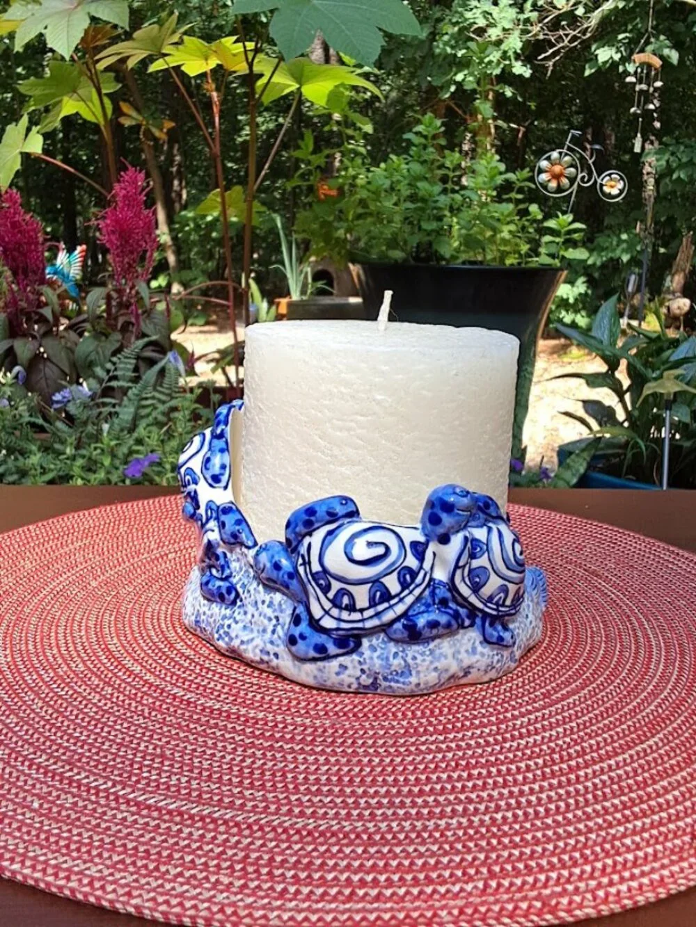 Diane Artware, 2002 Mother Sea Turtle and Babies, Whimsical Pillar Candle Holder